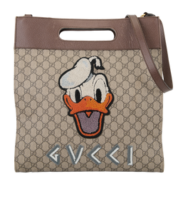 X Disney Embroidered Donald Duck Soft Tote, Canvas, Brown, MII, S/DB, 2*